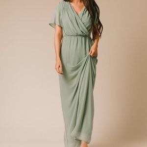 Gorgeous sage green floor-length dress